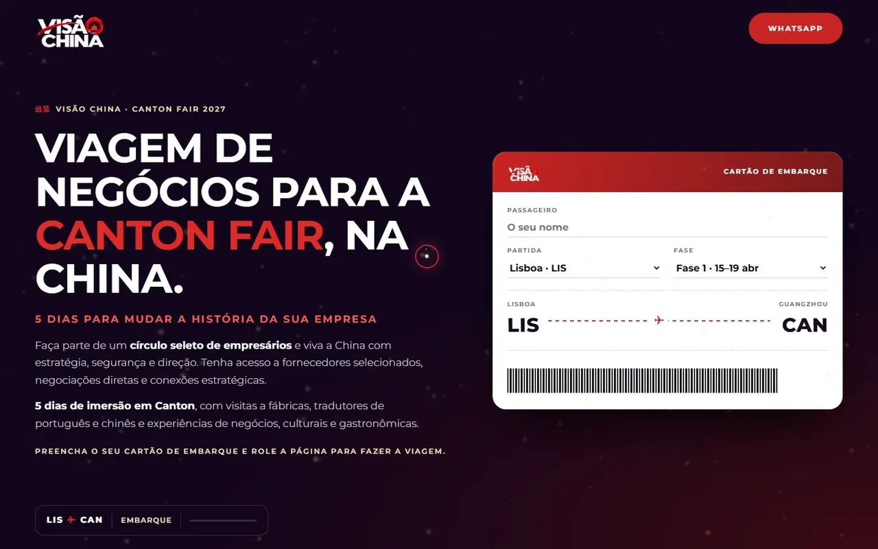 Captura do site visaochina.com